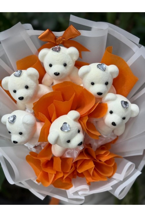 Beyaz ayıcık buketi