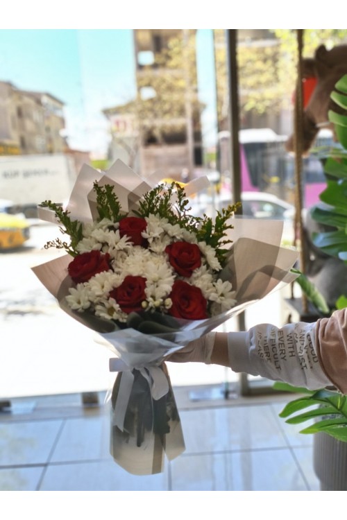 Papatya Buketi 5 Kırmızı Gül